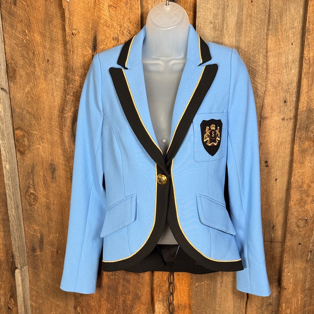 Smythe Light Blue Blazer with Black and Gold Accents